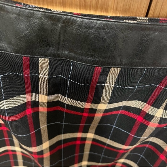 Anne Klein Worsted Wool Pleated Plaid Wrap Skirt with Leather Waistband SZ 6 - Picture 10 of 13